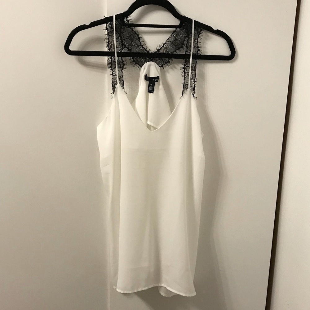 Aqua White Tank with Lace Straps